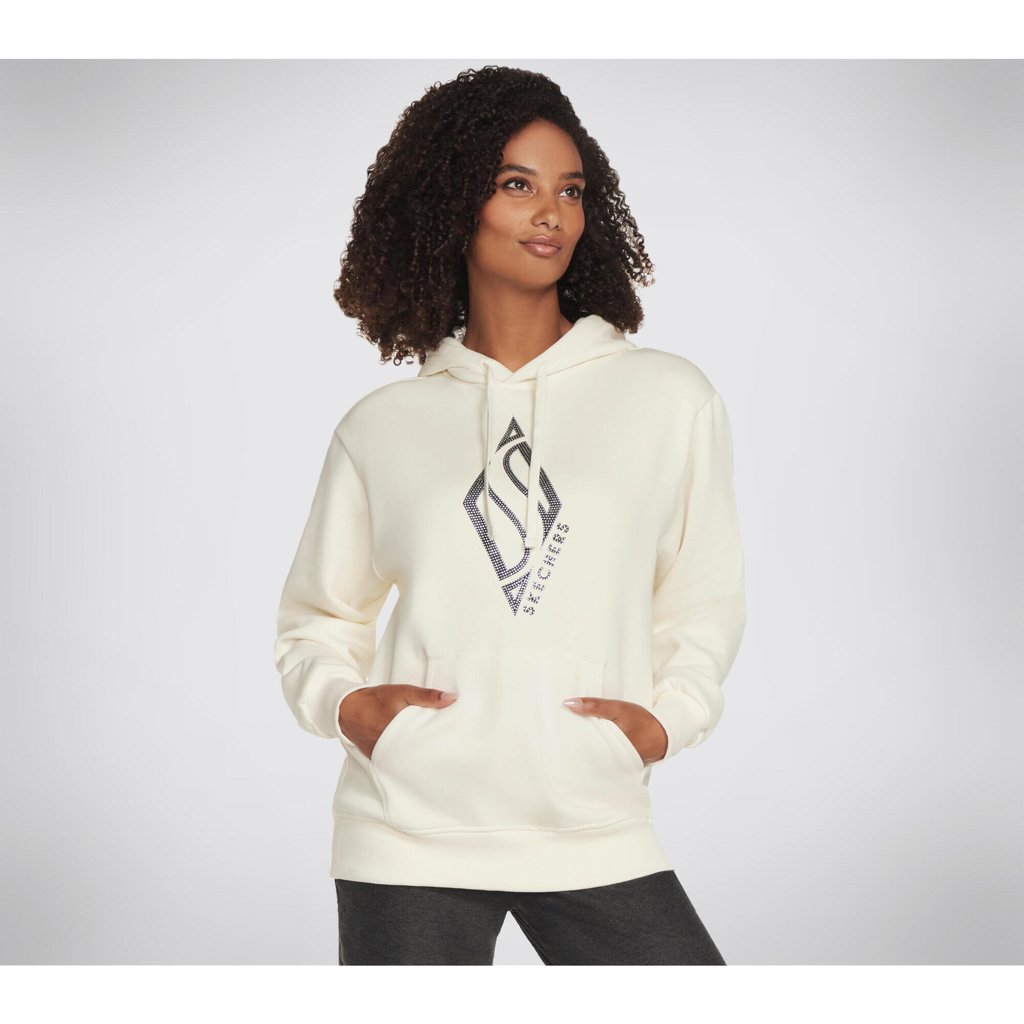 Skechers - Sweat À Capuche Femme Skech-sweats Diamond Shine À Manches Longues Blanc - Sweat-shirt - Blanc - Decathlon