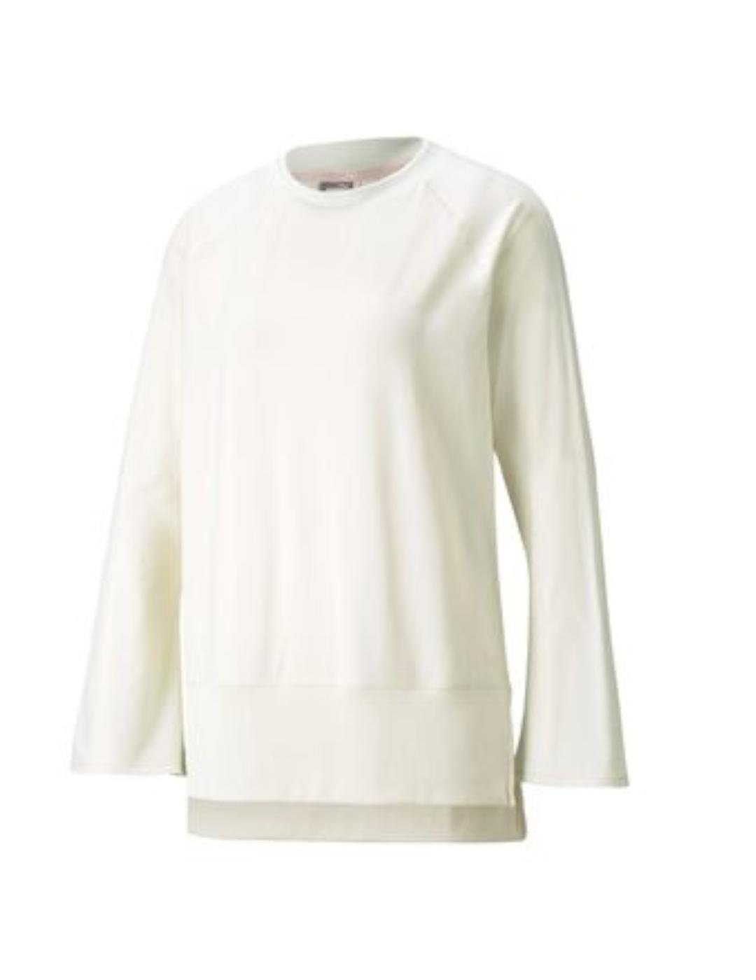Camiseta de manga comprida para mulher puma yogini bege.