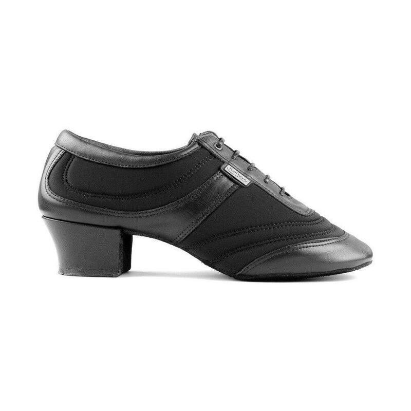 PD013 Chaussures de danse PRO en lycra/cuir noir - 4.5 cm block