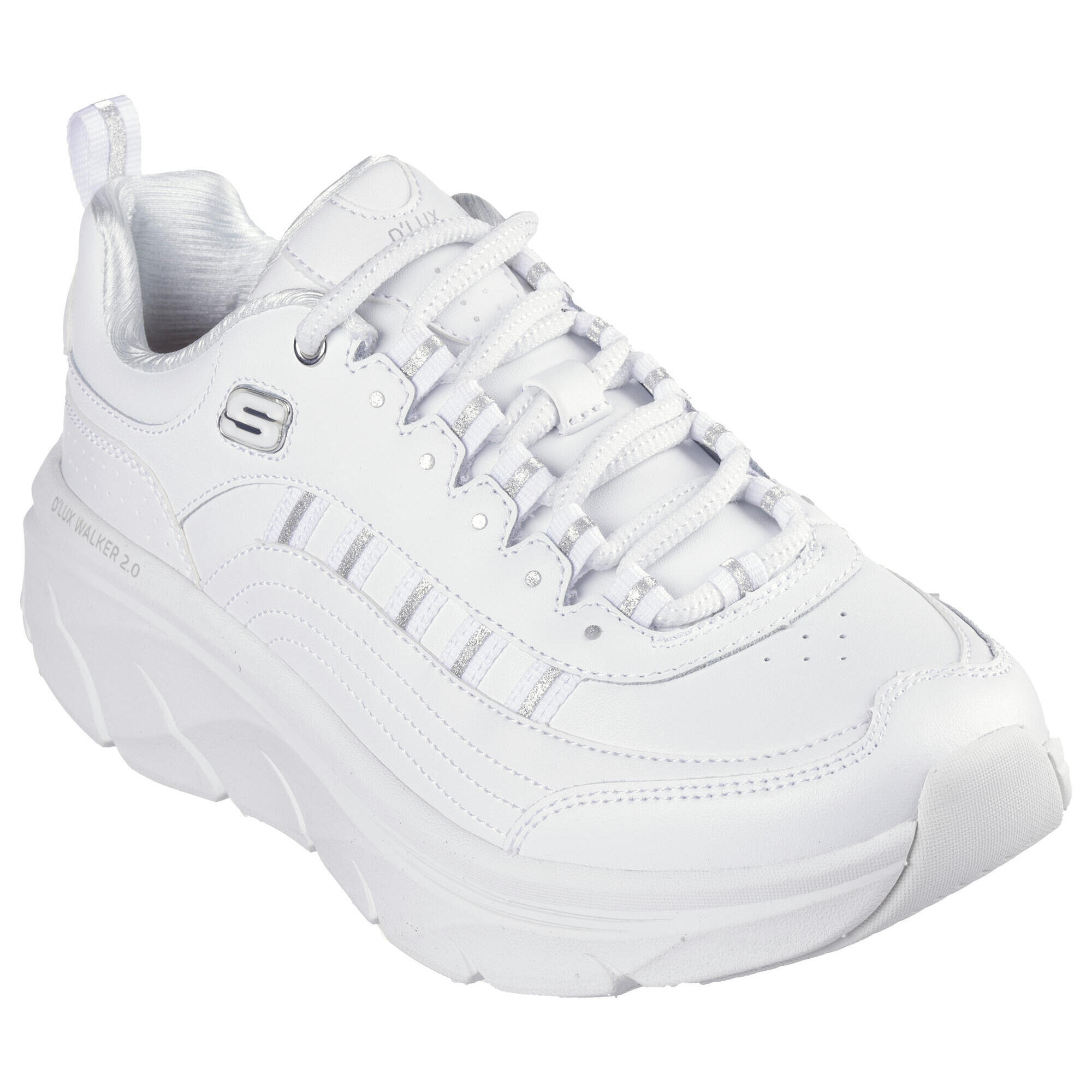Skechers - Chaussures Femme D'Lux Walker 2.0 Golden Step Blanc / Argent - Baskets - Blanc|gris - Decathlon