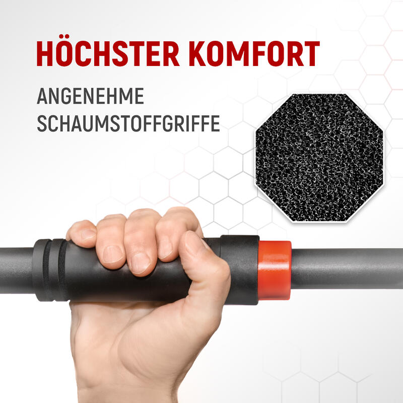 Klimmzugstange Türrahmen – ohne Schrauben, Pull Up Bar für dein Homegym (Rot)