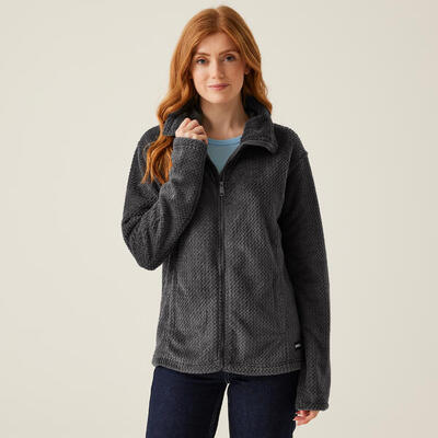 Heidy fleecevest dames lange rits fleece dark grey