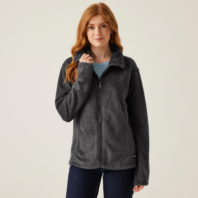 Polaire longue zippée pour femmes Gris foncé