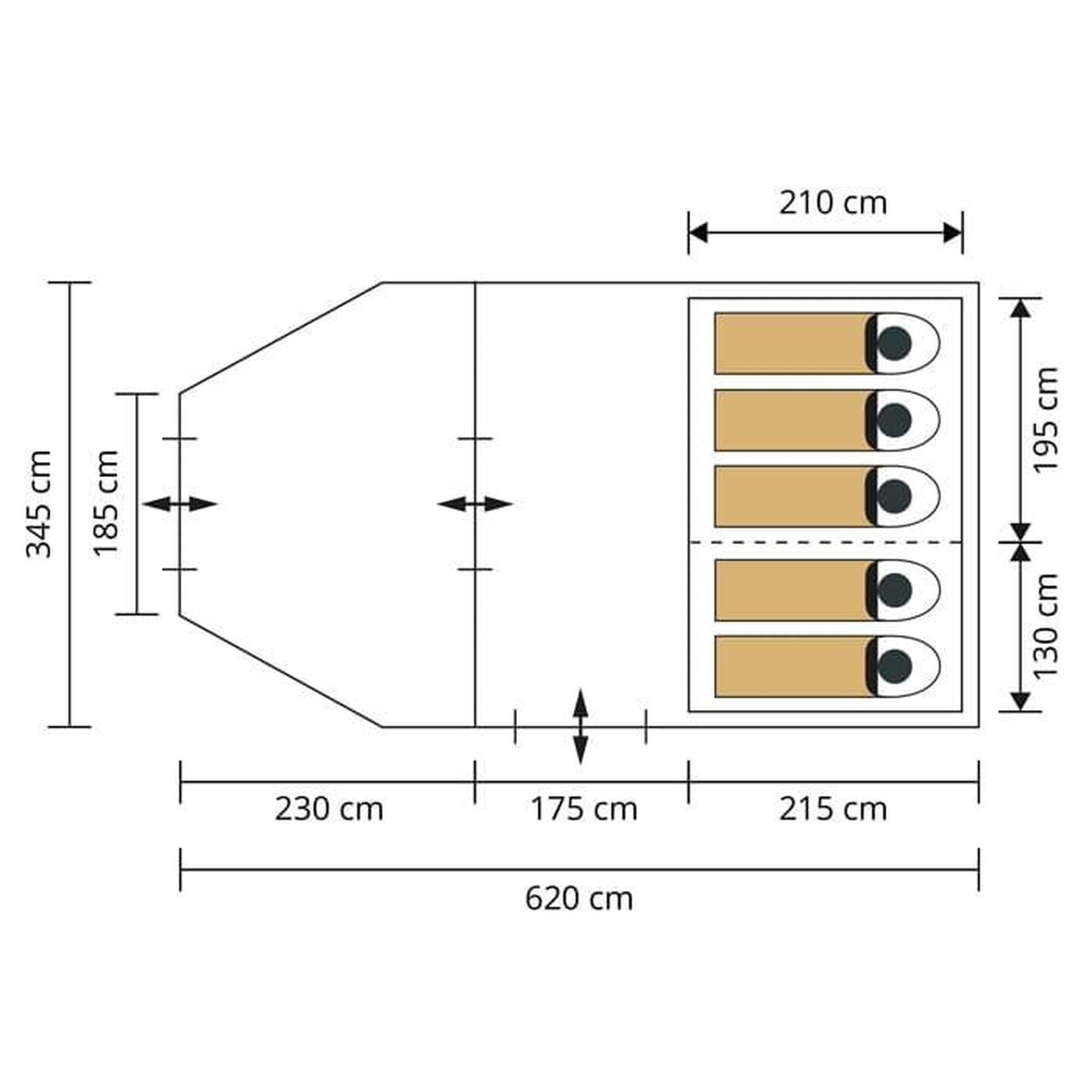 Tenda da campeggio a tunnel - Canyon 5 Protect - per 5 persone - tettoia