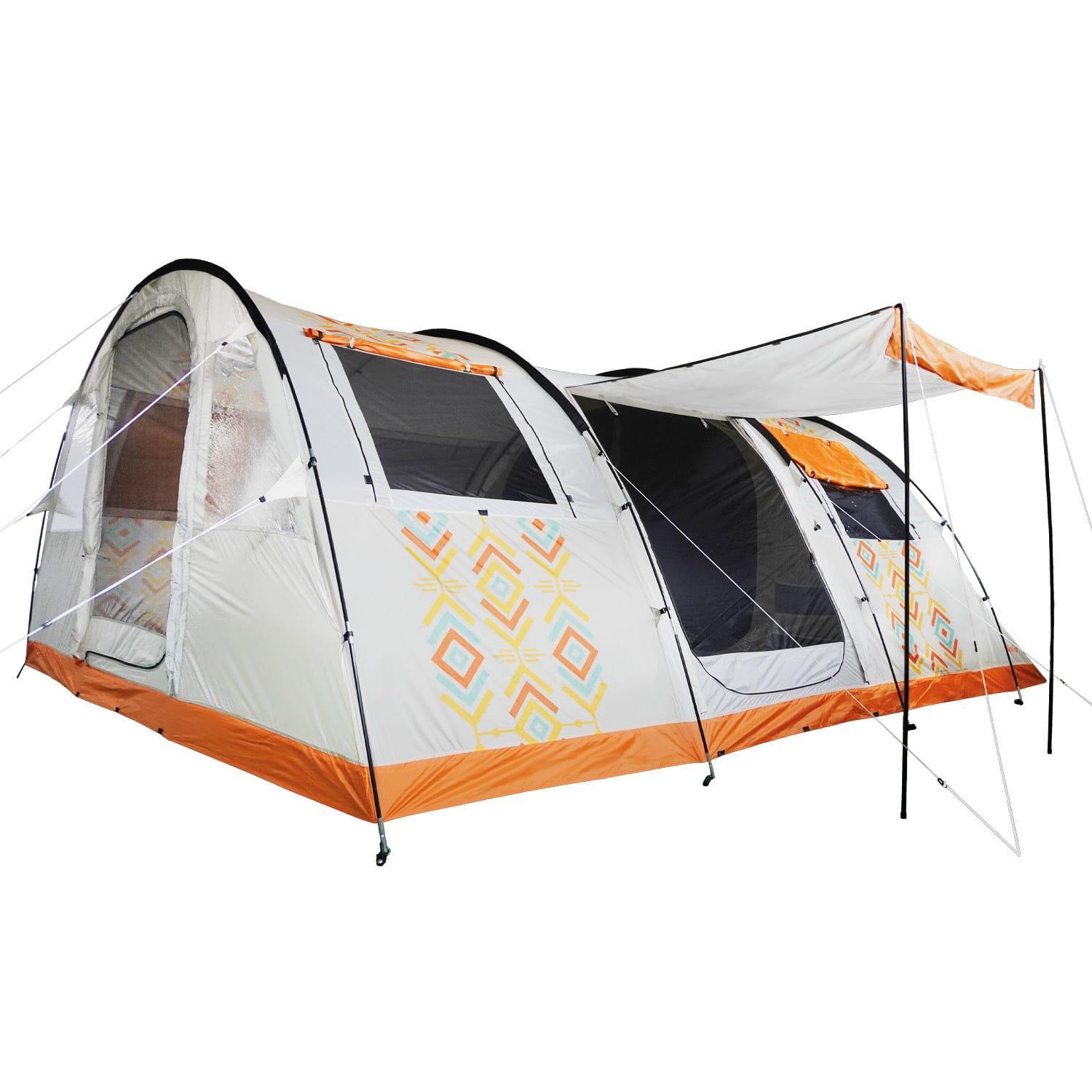 Skandika - Tente Tunnel Familiale Gotland 6 Personnes - Cabine Sombre - Sol Cousu - Tente - Beige|orange - Decathlon