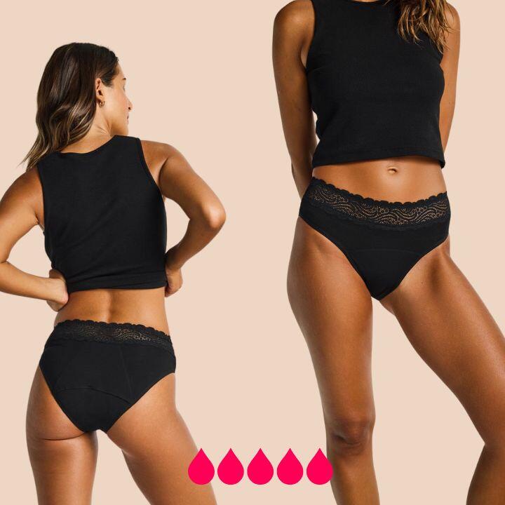 MODIBODI Braga Menstrual Encaje Cintura Alta Bambú Flujo  4 Tampones