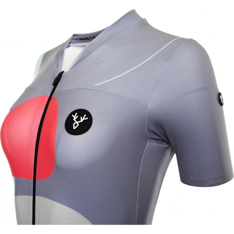 Maillot de manga corta para mujer LeBram Testanier Gris Ajuste