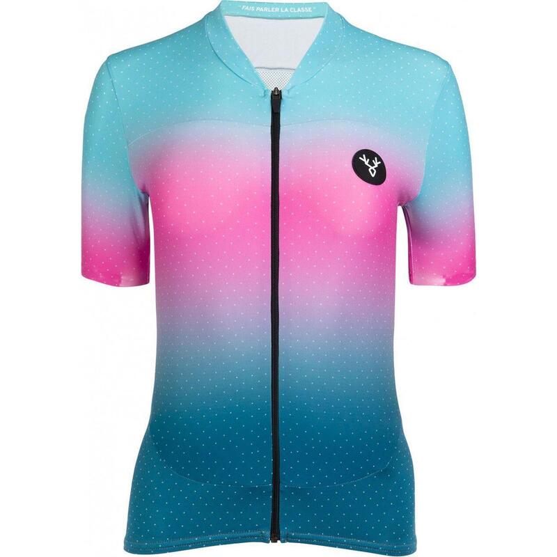 Maillot Manches Courtes Femme LeBram Vence Rose Ciel Coupe Ajustée