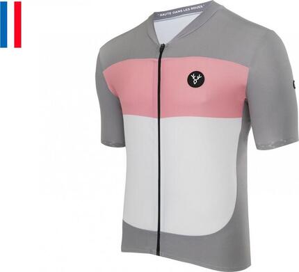 Maillot Manches Courtes LeBram Eze Gris Rose Coupe Ajustée