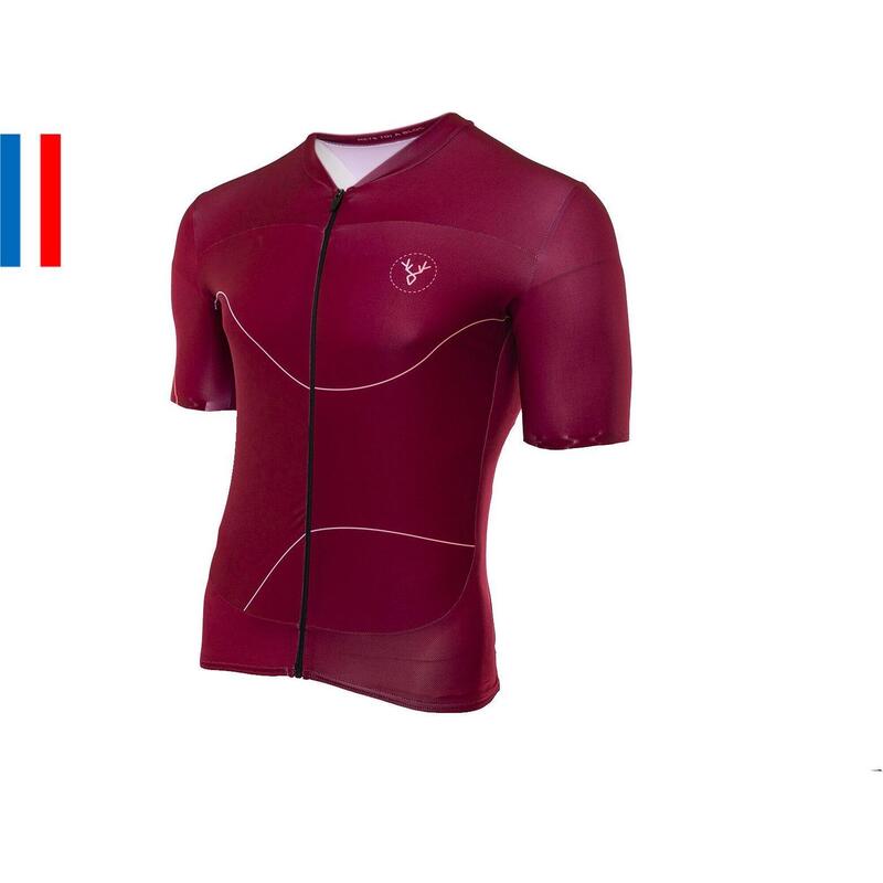 Maillot Manches Courtes LeBram Roselend Bordeaux Coupe Ajustée