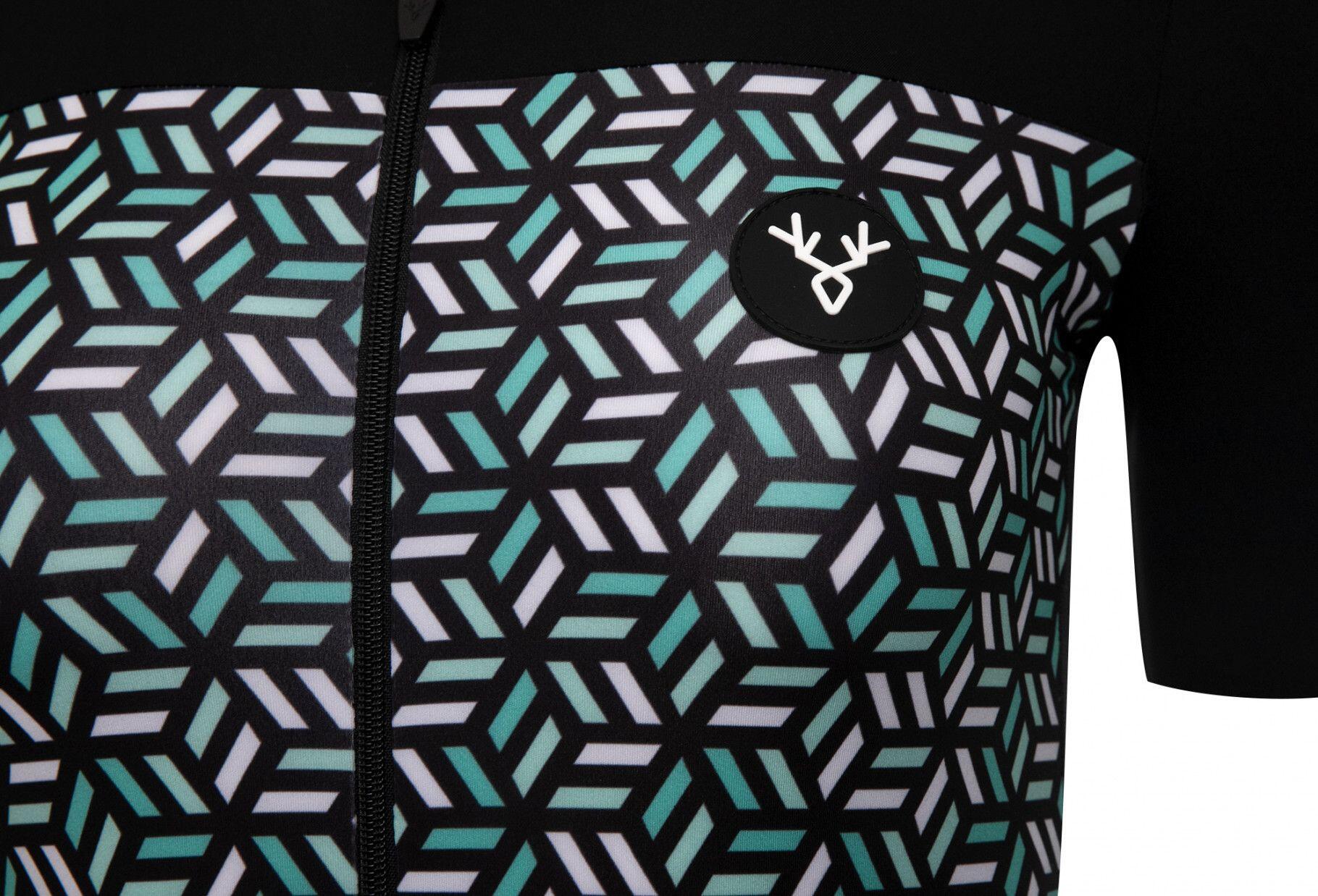 Jersey de manga corta negro LeBram Iron Cross Celeste para mujer, ajuste a medid 6/7