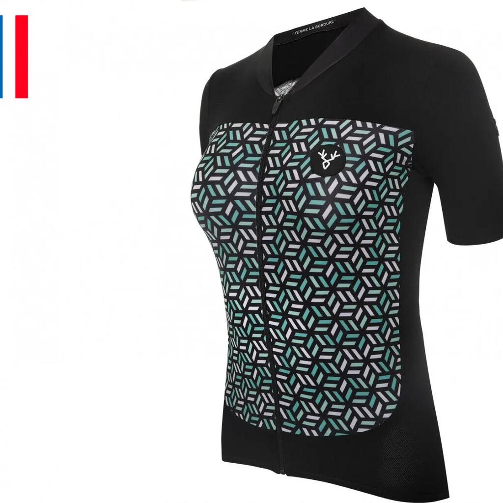 LeBram Womens Iron Cross Celeste Black Short Sleeve Jersey Tailored Fit