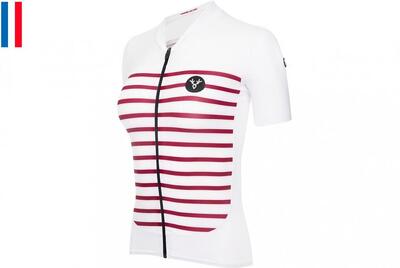 Lebram ventoux women's short sleeve jersey white bordeaux tailored fit