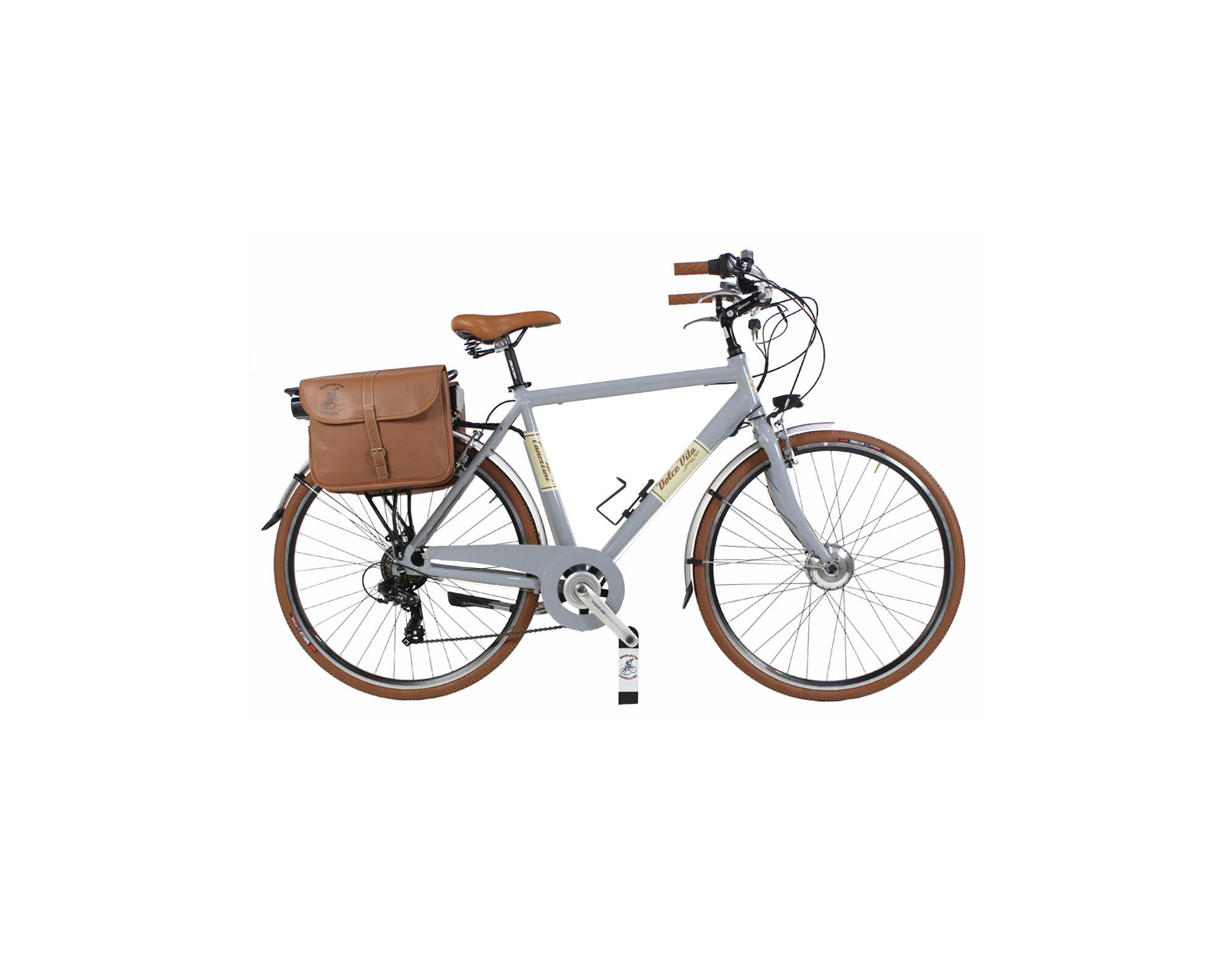 Bicicleta eléctrica de cidade dolce vita by canellini homem com saco - cinzento
