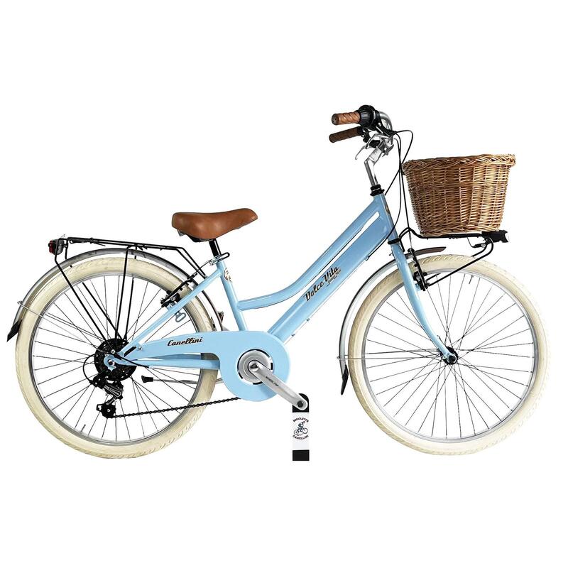 Bicicleta de niña Dolce Vita by Canellini Junior 24" con cesta - Azul