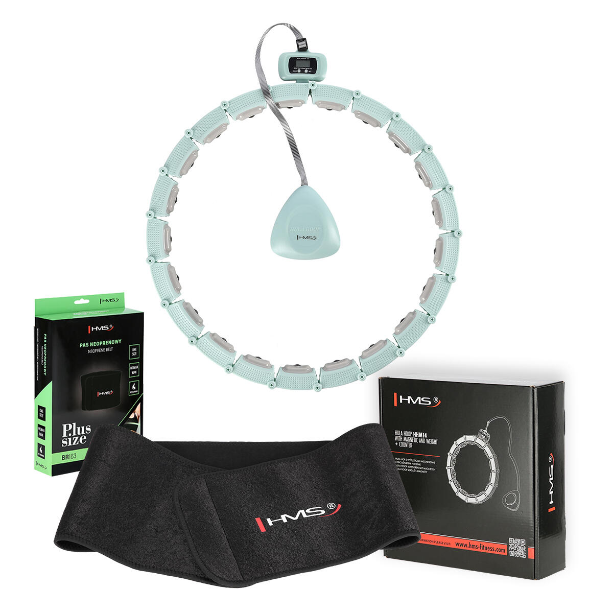 HMS HHM14 magnetische hoelahoep set met HMS teller + BR163 plus size riem