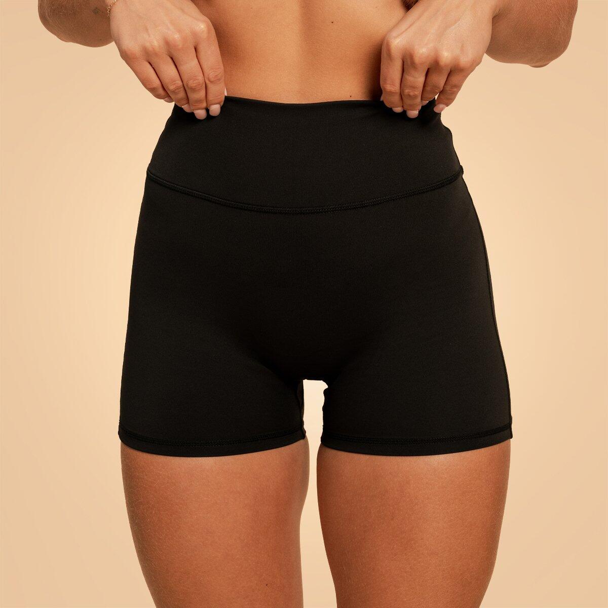 Donna fitness pantaloncini senza cucitura frontale neri Sense 2/6