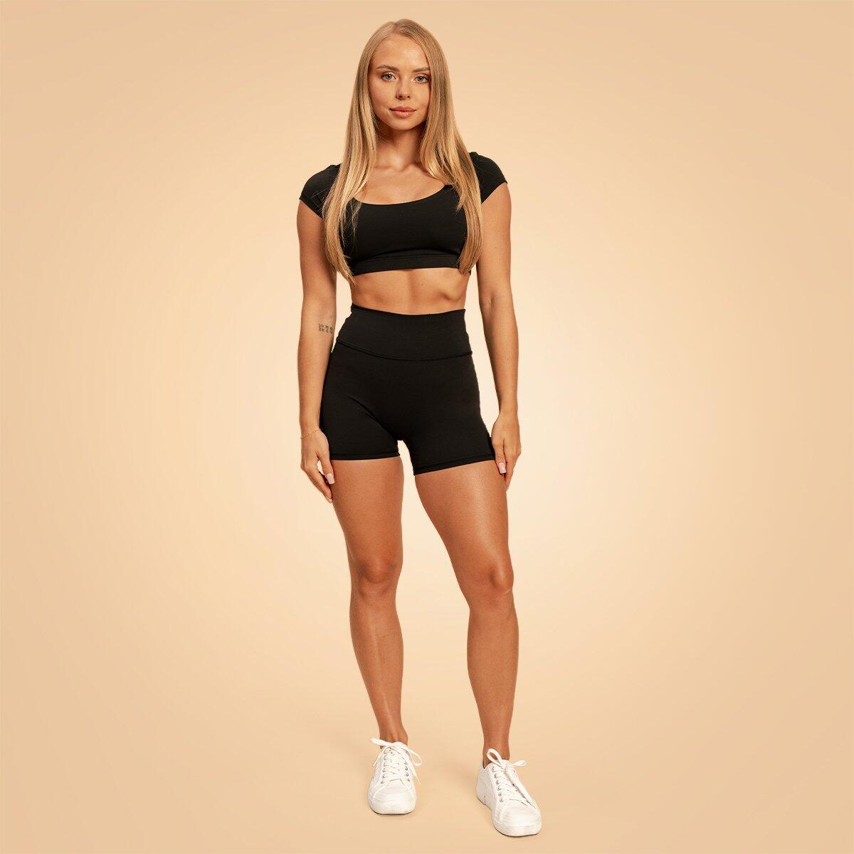 Donna fitness pantaloncini senza cucitura frontale neri Sense 5/6