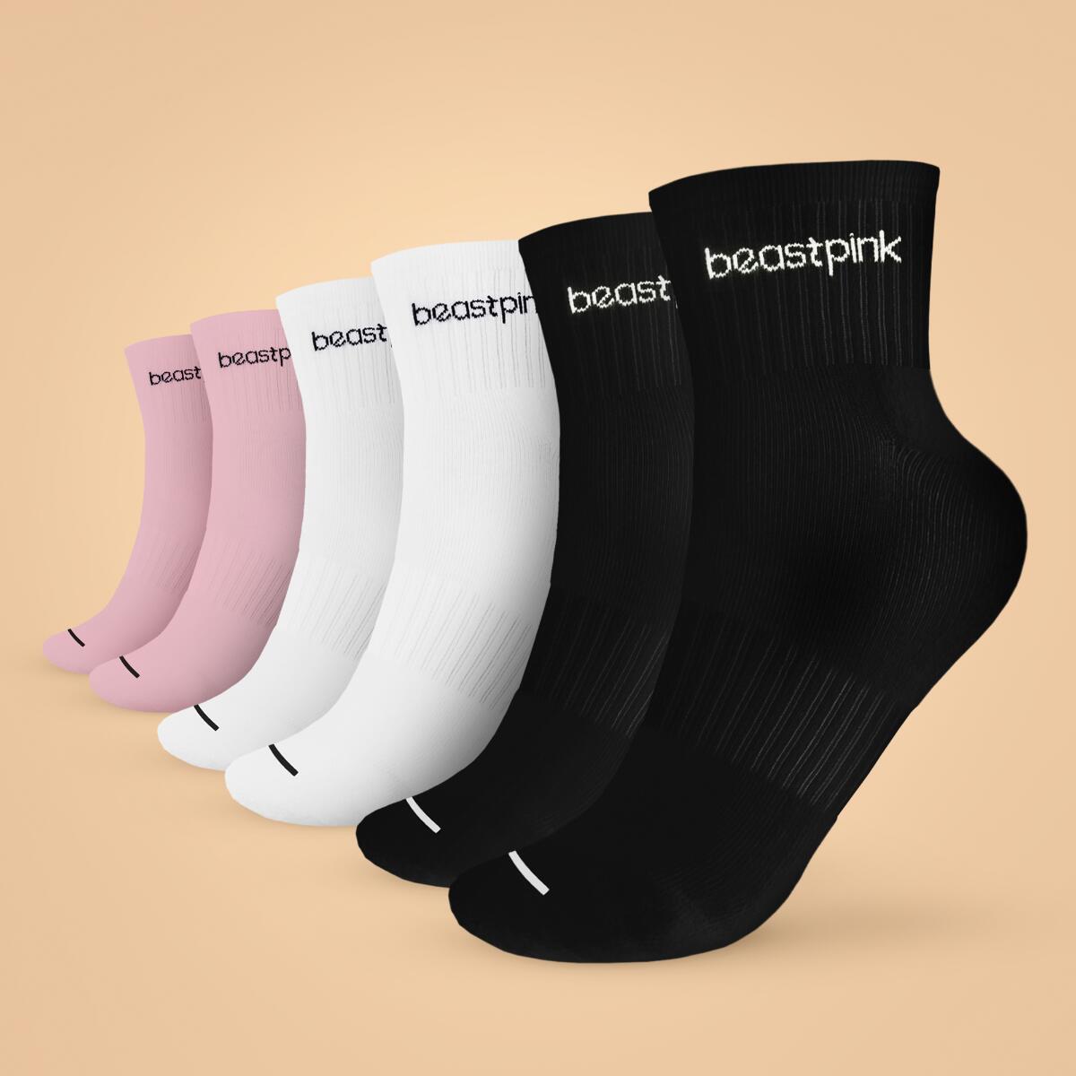 BEASTPINK Ponožky Midhigh 3Pack White Black Pink