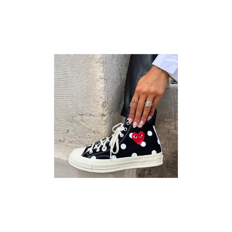 chaussures Converse Comme des Garçons Play à Pois Noir Haute