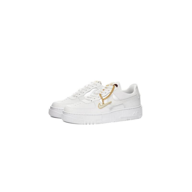 chaussures Air Force 1 Low Pixel Grey Gold Chain