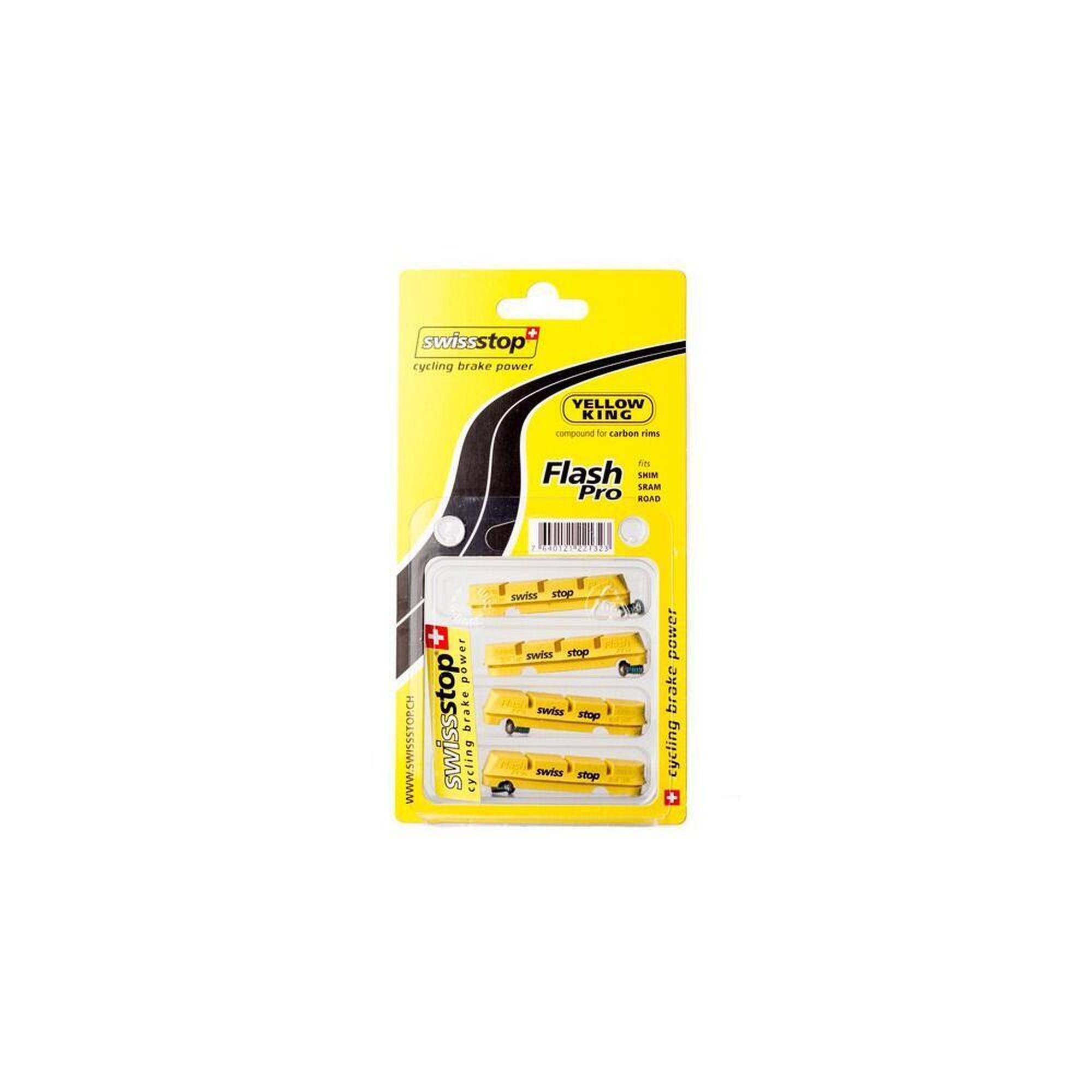 Zapatas De Freno Flash Pro Compatible Shimano Sram Carbono  Amarillo  Swissstop