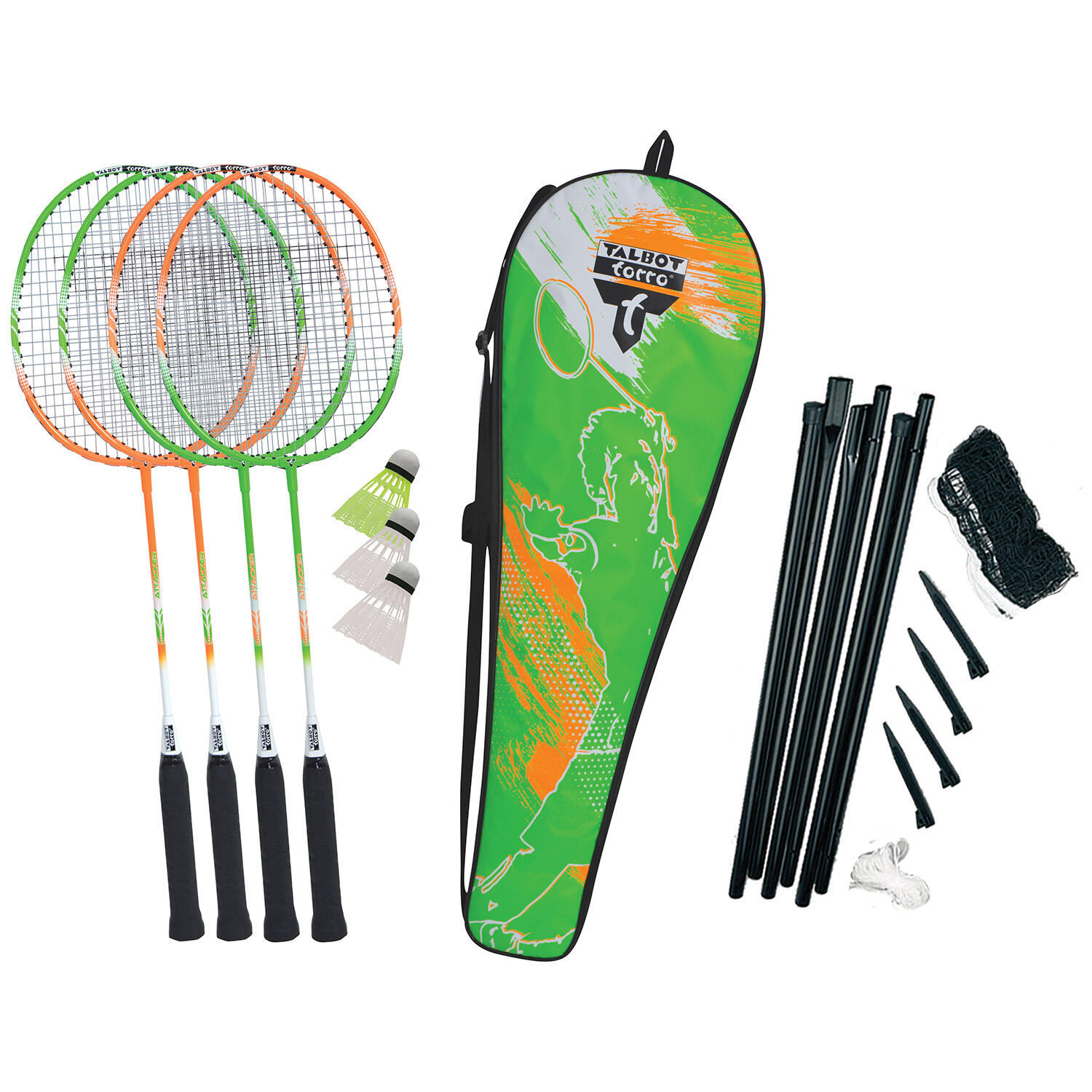 TALBOT TORRO Talbot-Torro Badmintonset 4 spelers + net Attacker