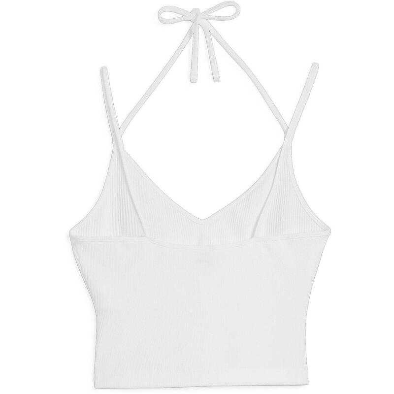 Maiou femei Puma Classics Ribbed Crop Top, Alb