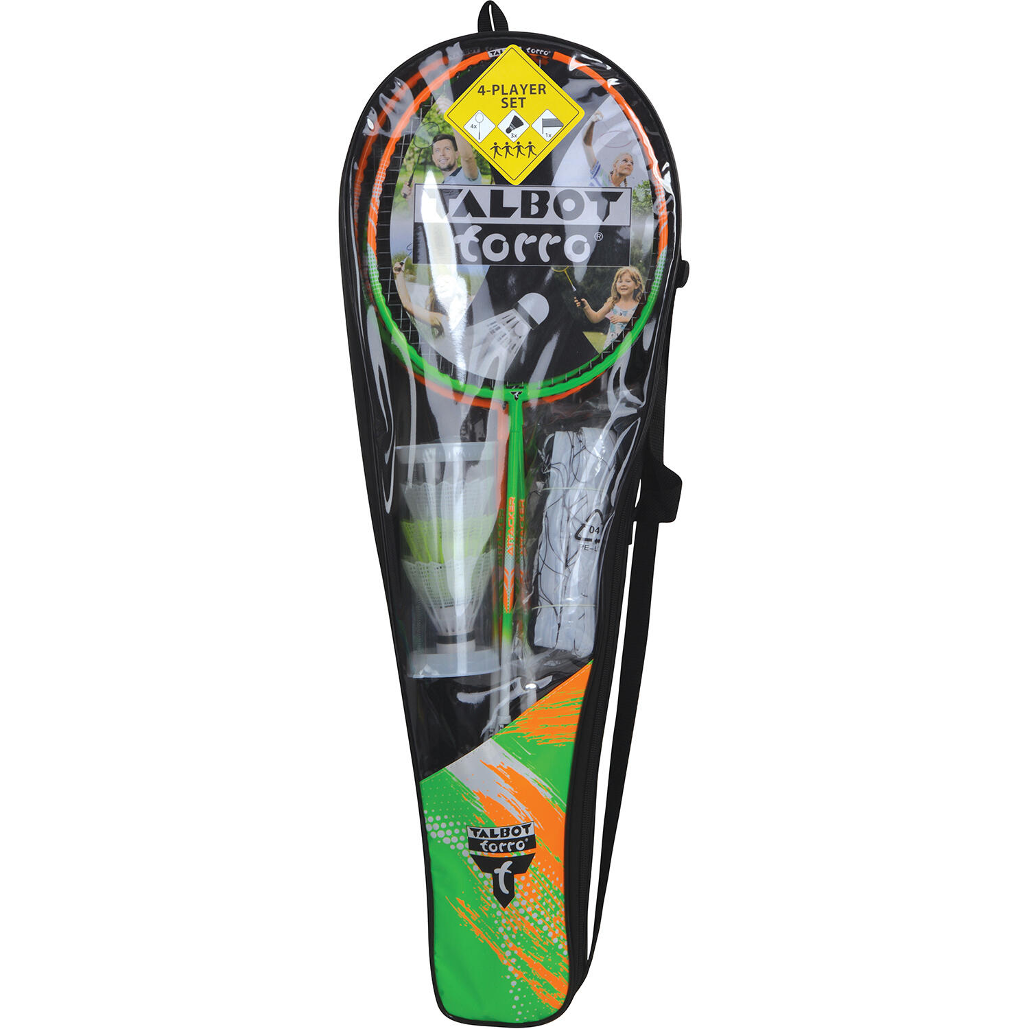 Talbot-Torro Set badminton 4 giocatori + rete Attacker 2/3