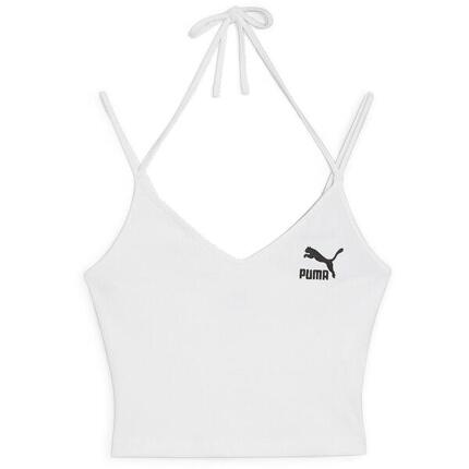 Camiseta Puma Classics Ribbed Crop Top, Blanco, Mujer