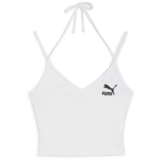 Camiseta Puma Classics Ribbed Crop Top, Blanco, Mujer