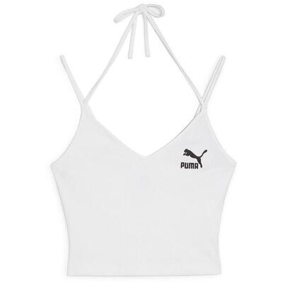 Onderhemd puma classics ribbed crop top. wit. dames