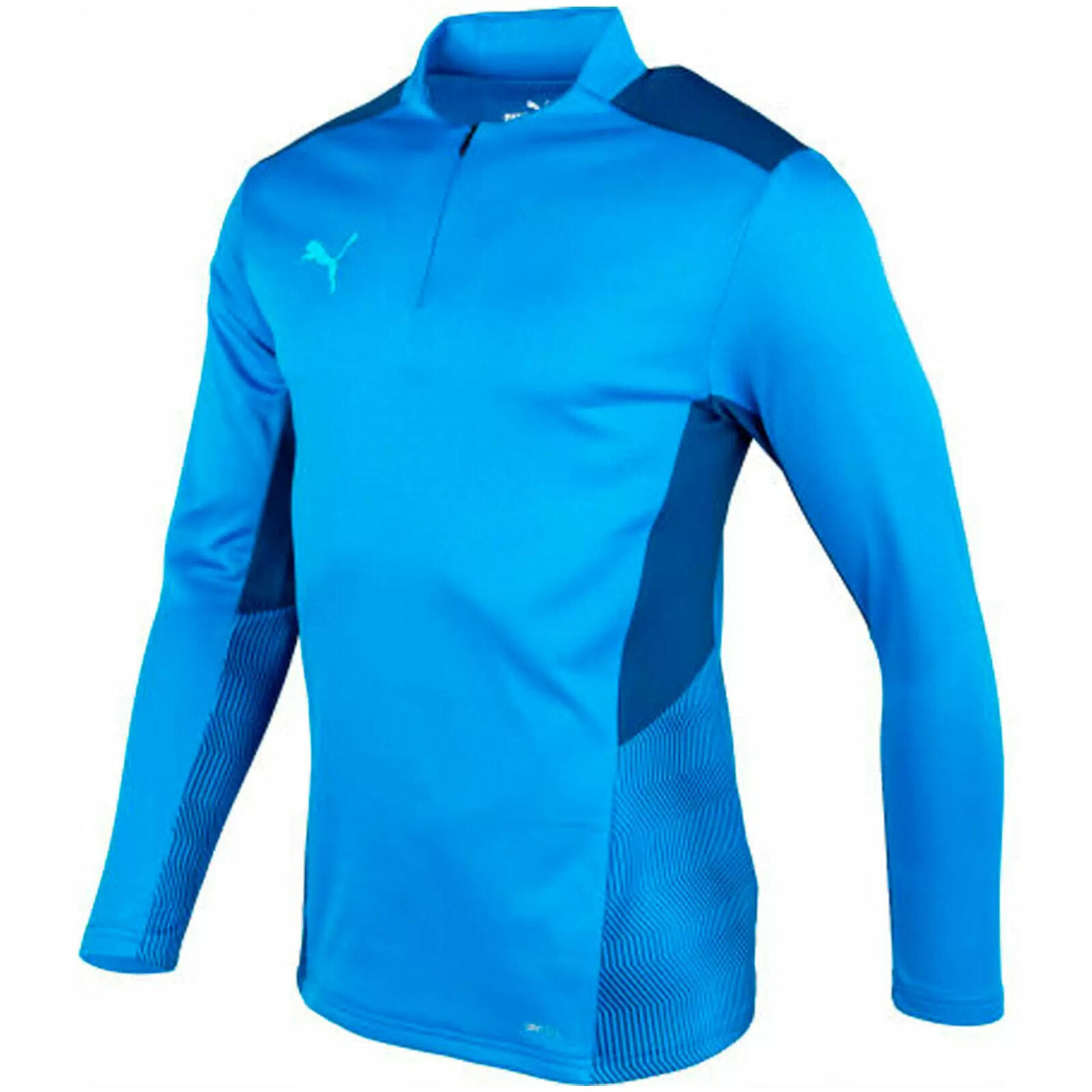 Blusa Puma Teamcup 14 Zip Top, Azul, Hombre 3/3