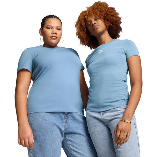 Camiseta Puma Classics Slim Tee Zen, Azul, Mujer