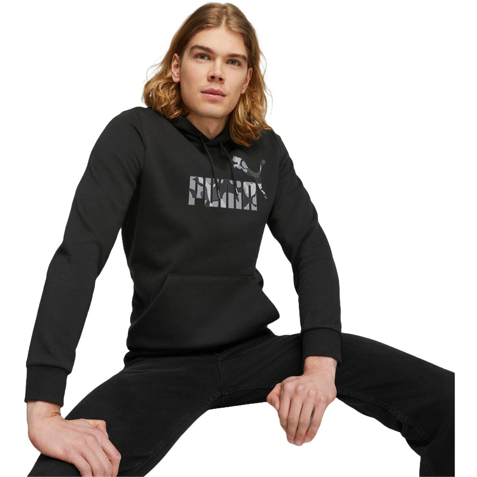 Capot Puma Ess Camo Graphic Hoodie Fl, Noir, Hommes 1/5