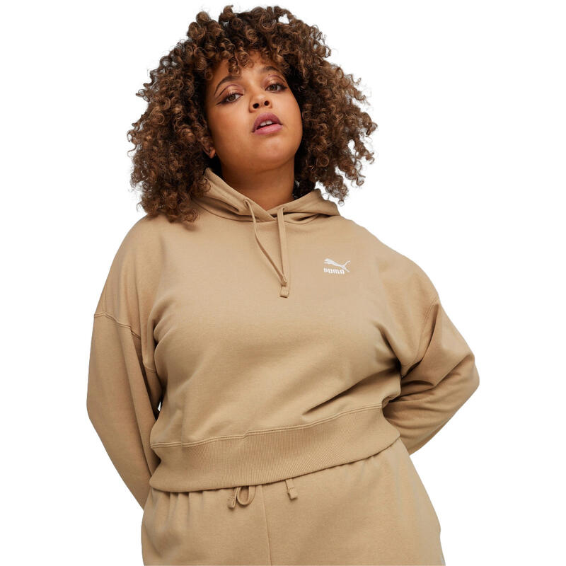 Sudadera Puma Better Classics Cropped Hoodie Tr, Beige, Mujer