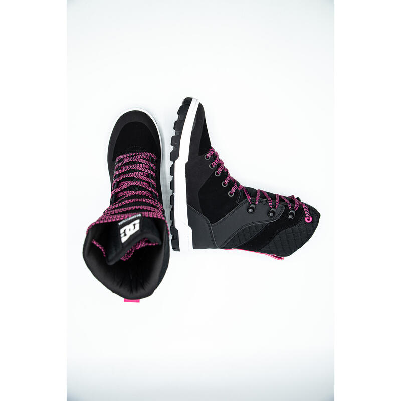 Cizme femei DC Shoes Nadene High Leg Leather Lace-up, Negru