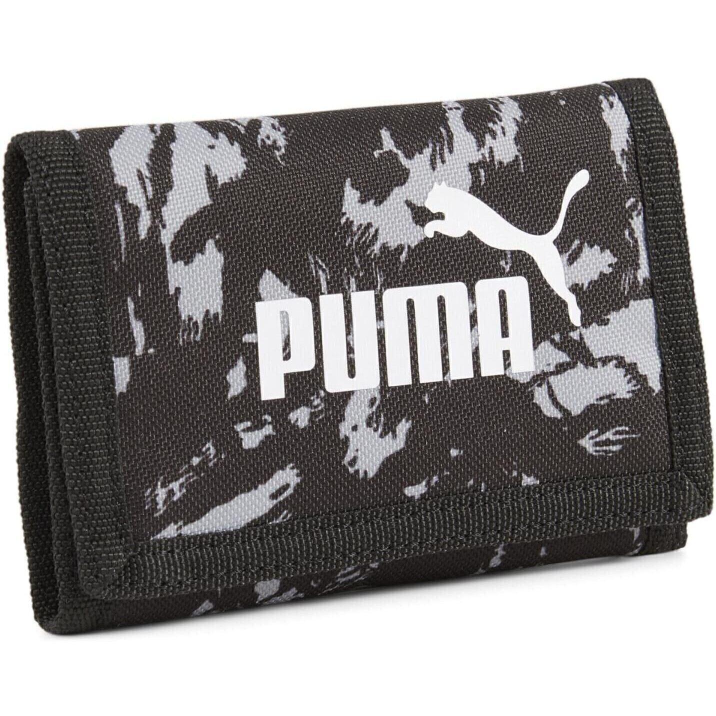 PUMA Billetera Puma Phase AOP Wallet, Negro, Unisexo