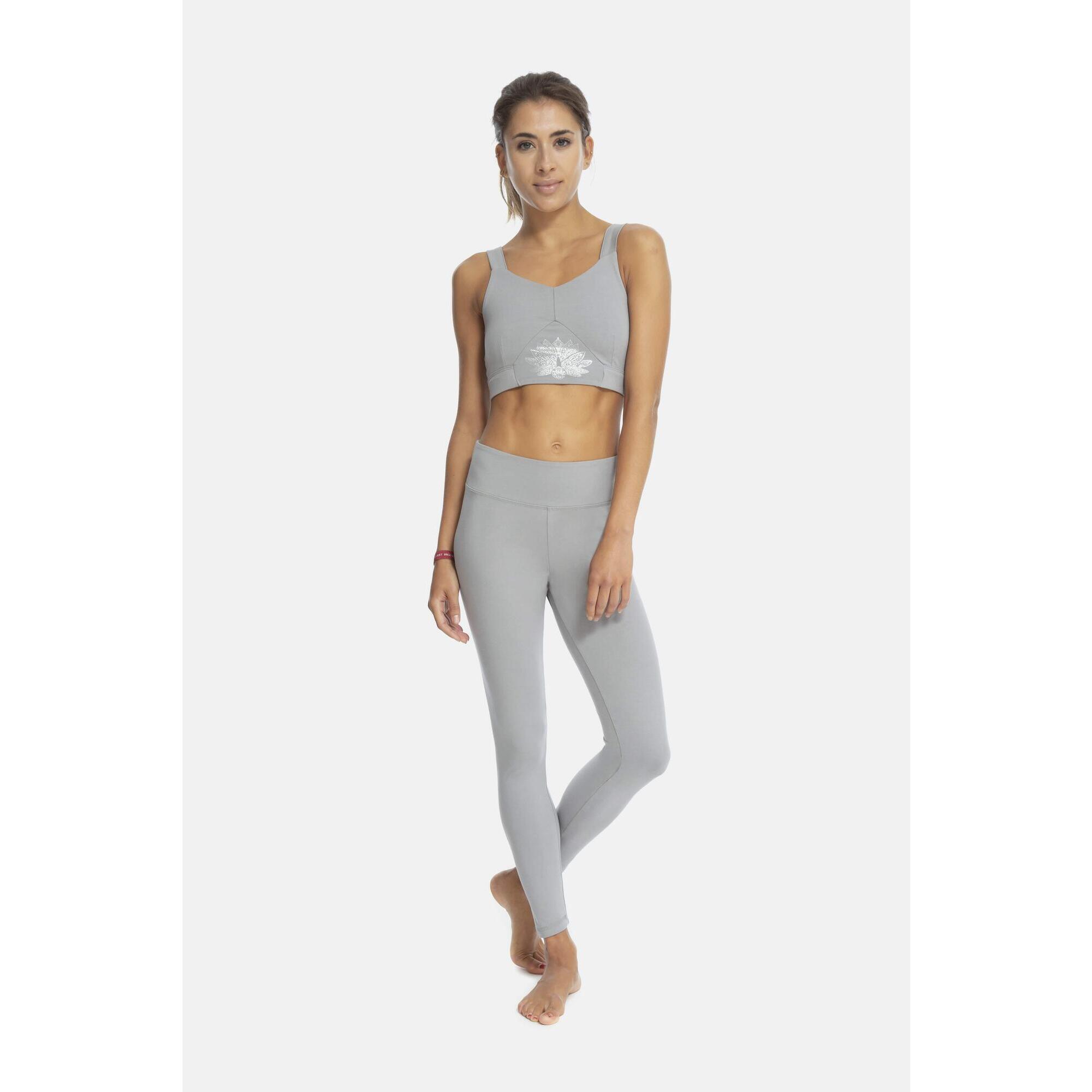 Mallas Leggings Yoga Pilates Shambhala Flow Gris Algodon organico Decathlon