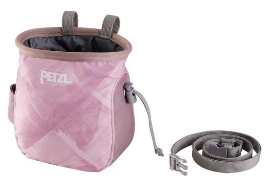 Magnesiumbeutel Petzl Saka rosa kompakt robust Innenraum Kordel