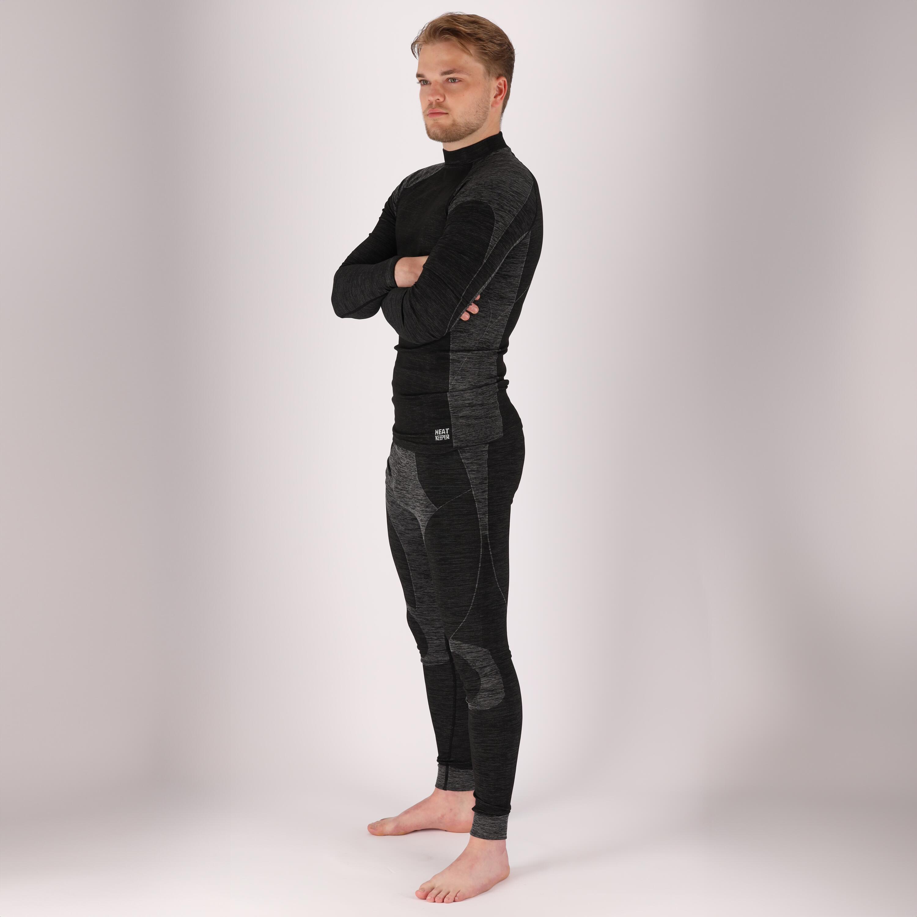 Heatkeeper - calça térmica/camisa premium masculina - conjunto - preto