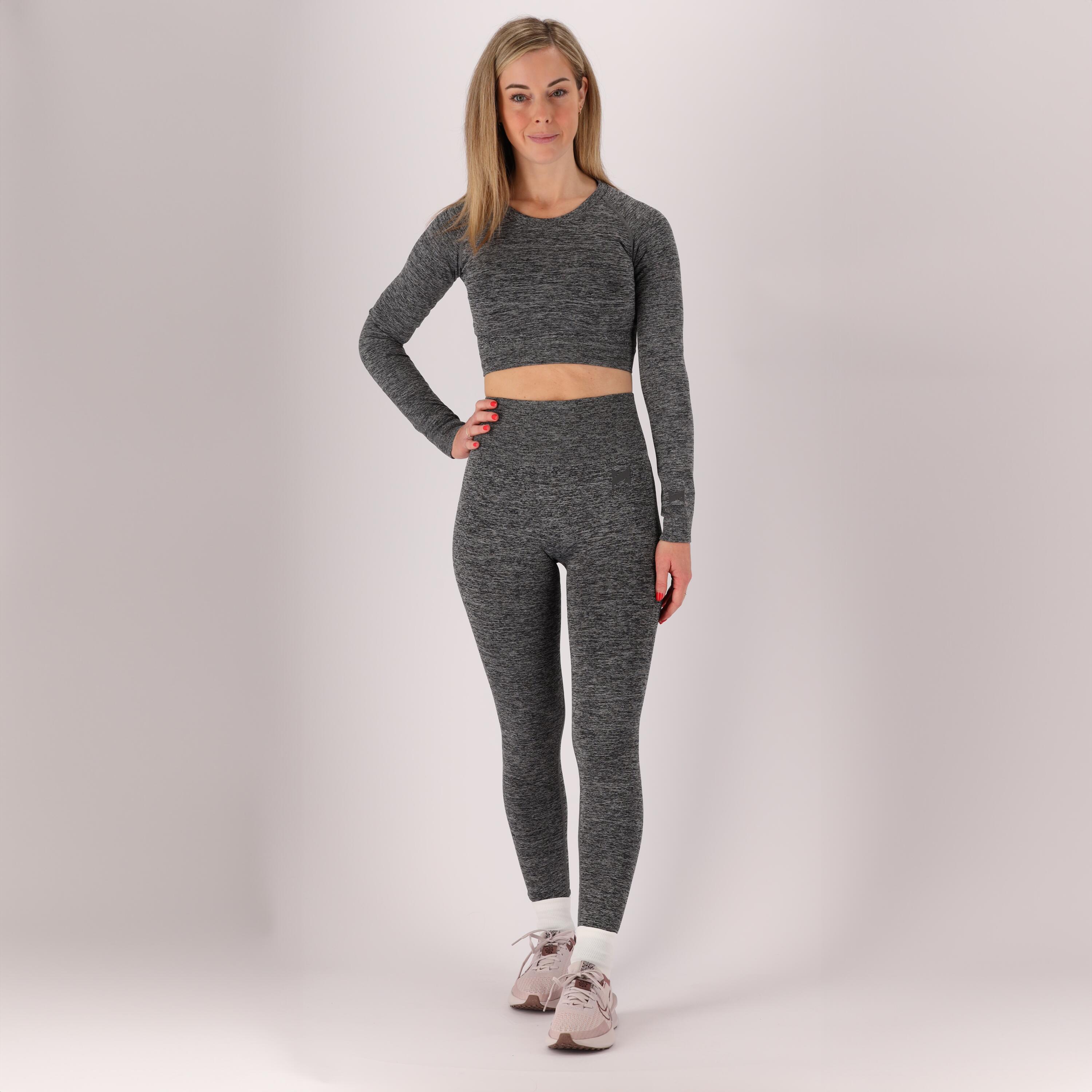 XTREME Xtreme - Sport crop top dames - Lange mouwen - Antraciet - 1-Stuk - Sport top