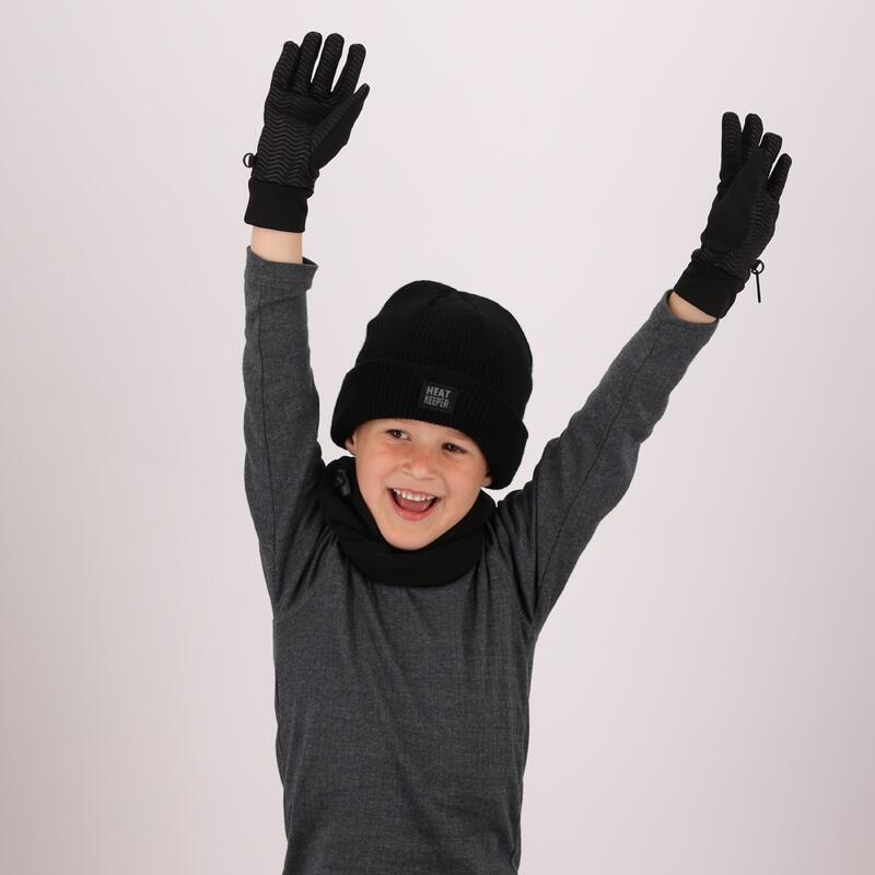 Heatkeeper - Thermo fleece sporthandschoenen kinderen - Zwart - 1-Paar