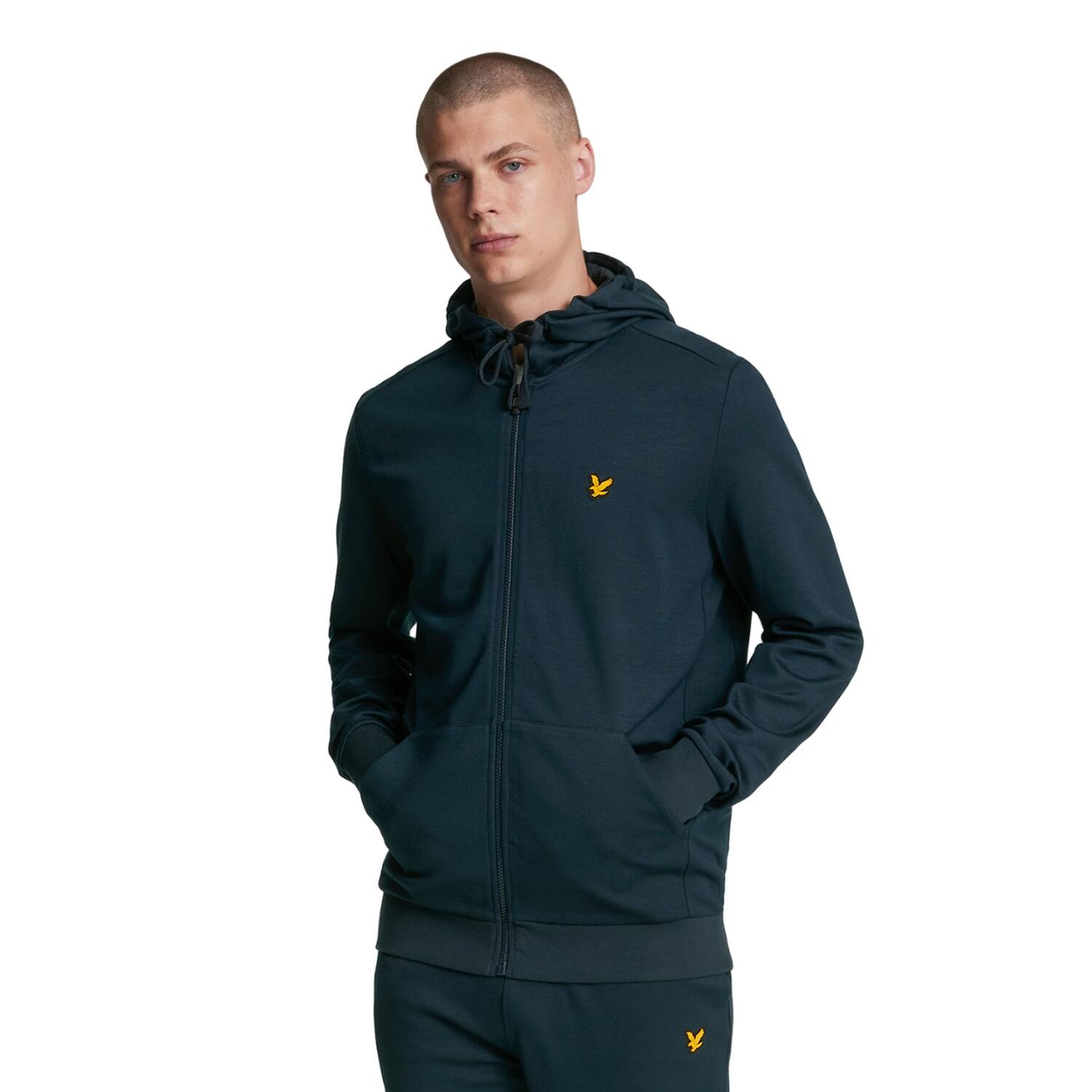 Mens Sports Full Zip Hoodie (Dark Navy) 3/4