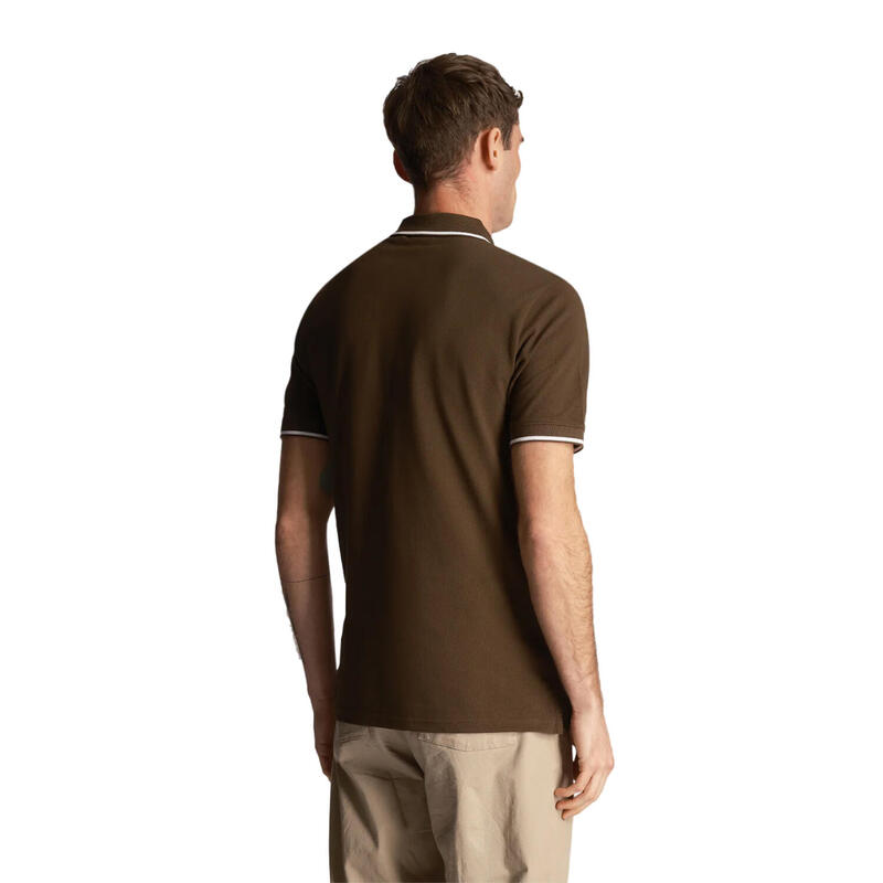 Poloshirt für Herren Oliv/Weiß