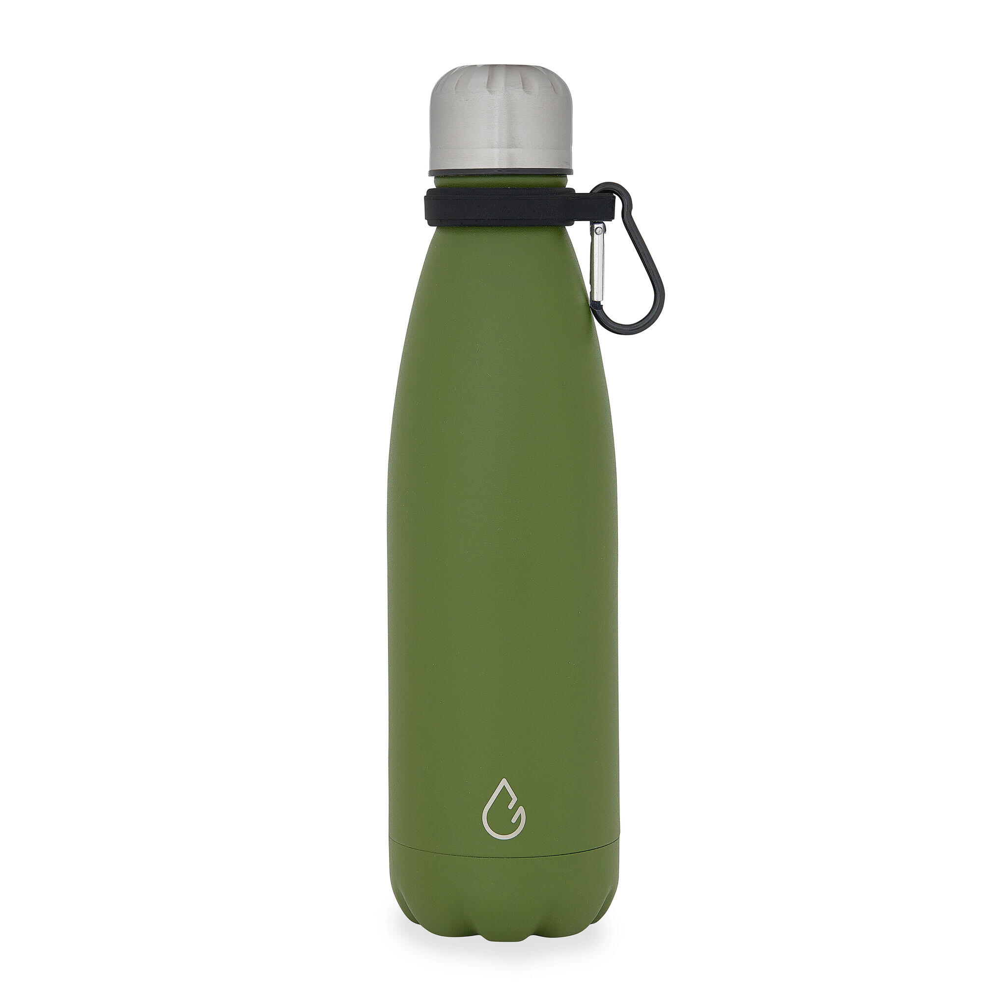 FLOW waterfles RVS olijfgroen 500 ml - dop met rietje 3/4