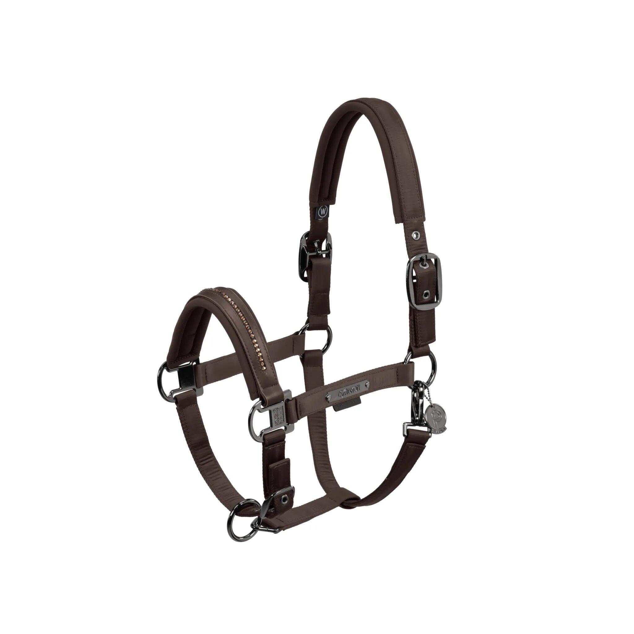 Eskadron Headcollar Double Pin Glossy Crystal Platinum 24 Teak Bruin - 3/5