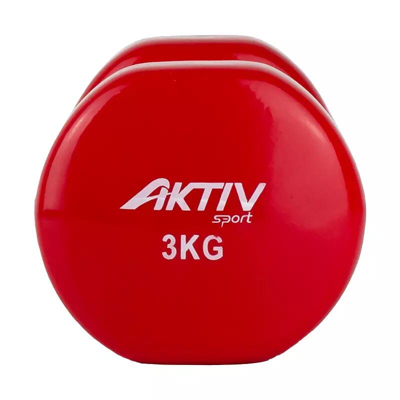 Manubrio in vinile Aktivsport 3 kg rosso 2/3