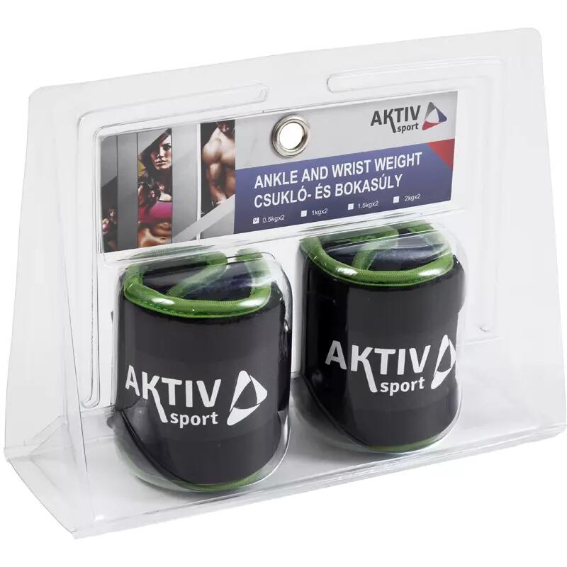 Obciążniki na nadgarstki i kostki Aktivsport 2x0,5 kg czarno-zielone