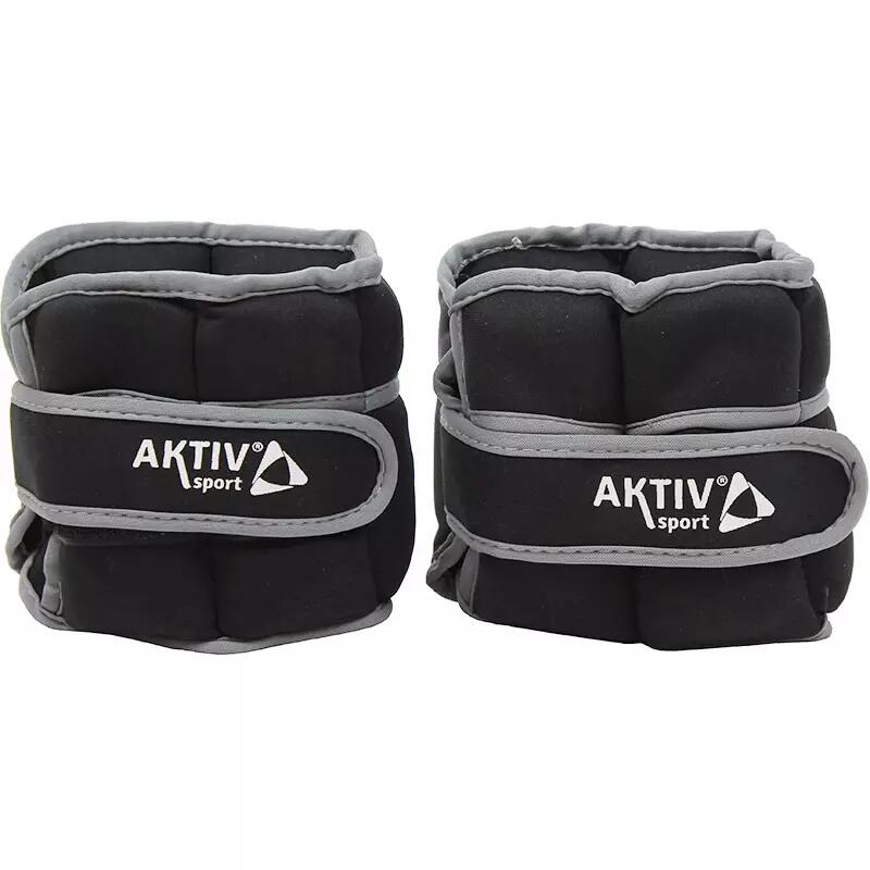 Obciążniki na nadgarstki i kostki Aktivsport 2x2 kg, czarno-szare, regulowane